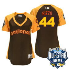 Women - 2016 All-Star National Chicago Cubs #44 Anthony Rizzo Brown Home Run Derby Cool Base Jersey
