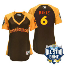 Women - 2016 All-Star National Pittsburgh Pirates #6 Starling Marte Brown Home Run Derby Cool Base Jersey
