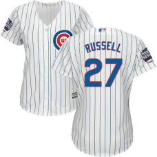 Womens Chicago Cubs Addison Russell #27 White 2016 World Series Champions Patch Cool Base Jersey