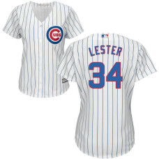 Women - Chicago Cubs Jon Lester #34 White Official Cool Base Jersey