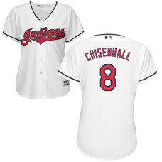 Womens Cleveland Indians Lonnie Chisenhall #8 Home White Cool Base Jersey