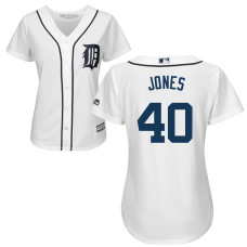 Women - Detroit Tigers #40 JaCoby Jones Home White Cool Base Jersey