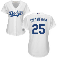 Women - Los Angeles Dodgers Carl Crawford #25 White Official Cool Base Jersey