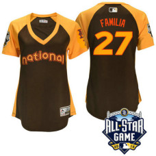 Women - 2016 All-Star National New York Mets Jeurys Familia #27 Brown Home Run Derby Cool Base Jersey