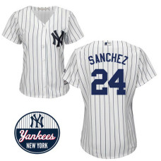 Women - New York Yankees #24 Gary Sanchez Home White Cool Base Jersey