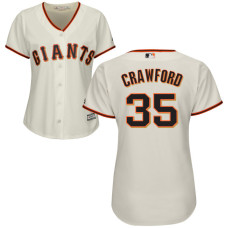 Women - San Francisco Giants Brandon Crawford #35 Cream Official Cool Base Jersey