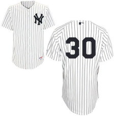 New York Yankees #30 David Robertson Authentic White/Navy Blue Pinstripe Home Jersey