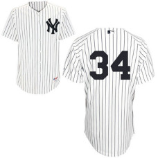 New York Yankees #34 Brian McCann Authentic White/Navy Blue Pinstripe Home Jersey
