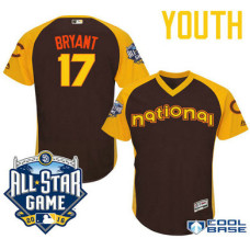 YOUTH 2016 All-Star National Chicago Cubs Kris Bryant #17 Brown Third Baseman Cool Base Jersey