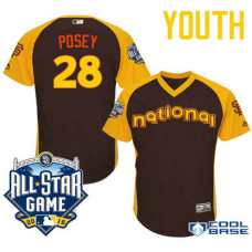 YOUTH 2016 All-Star National San Francisco Giants #28 Buster Posey Brown Cool Base Jersey