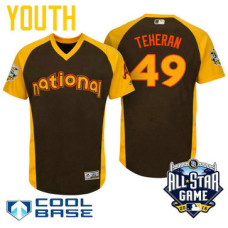 YOUTH 2016 All-Star National Atlanta Braves Julio Teheran #49 Brown Cool Base Jersey