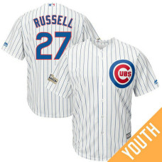 YOUTH Addison Russell #27 Chicago Cubs 2017 Postseason White Cool Base Jersey