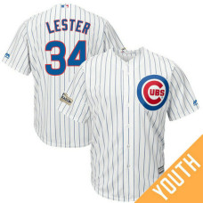 YOUTH Jon Lester #34 Chicago Cubs 2017 Postseason White Cool Base Jersey
