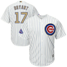 YOUTH Chicago Cubs #17 Kris Bryant Replica 2017 Gold Program Fashion White Cool Base Jersey