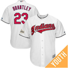 YOUTH Michael Brantley #23 Cleveland Indians 2017 Postseason White Cool Base Jersey