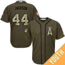 YOUTH Reggie Jackson #44 Los Angeles Angels Salute to Service Olive Cool Base Jersey