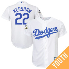 YOUTH Clayton Kershaw #22 Los Angeles Dodgers 2017 World Series Bound White Cool Base Jersey
