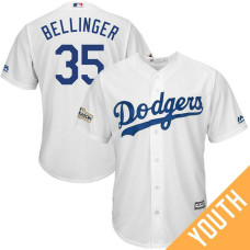 YOUTH Cody Bellinger #35 Los Angeles Dodgers 2017 Postseason White Cool Base Jersey