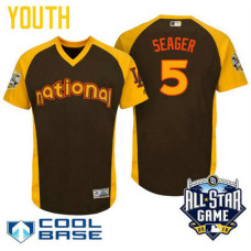 YOUTH 2016 All-Star National Los Angeles Dodgers Corey Seager #5 Brown Cool Base Jersey