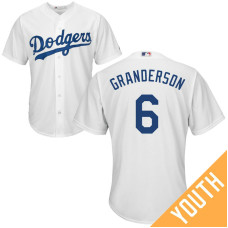 YOUTH Los Angeles Dodgers #6 Curtis Granderson Home White Cool Base Jersey