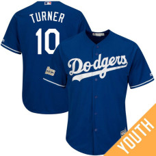 YOUTH Justin Turner #10 Los Angeles Dodgers 2017 Postseason Royal Cool Base Jersey