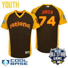 YOUTH 2016 All-Star National Los Angeles Dodgers Kenley Jansen #74 Brown Cool Base Jersey