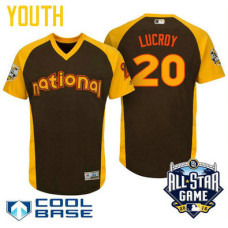 YOUTH 2016 All-Star National Milwaukee Brewers Jonathan Lucroy #20 Brown Cool Base Jersey