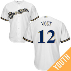 YOUTH Stephen Vogt #12 Milwaukee Brewers Home White Cool Base Jersey