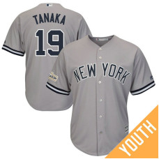 YOUTH Masahiro Tanaka #19 New York Yankees 2017 Postseason Grey Cool Base Jersey