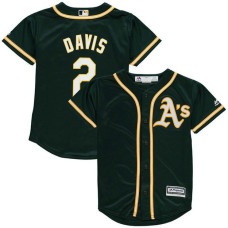 YOUTH Khris Davis #2 Oakland Athletics Alternate Green Cool Base Jersey