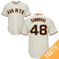 YOUTH San Francisco Giants #48 Pablo Sandoval Home Cream Cool Base Jersey