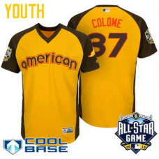 YOUTH 2016 All-Star American Tampa Bay Rays Alex Colome #37 Yellow Cool Base Jersey