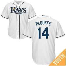 YOUTH Trevor Plouffe #14 Tampa Bay Rays Home White Cool Base Jersey