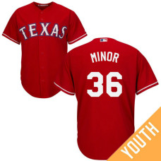 YOUTH Texas Rangers #36 Mike Minor Alternate Red Cool Base Jersey