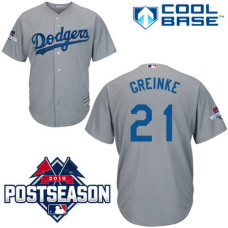 Los Angeles Dodgers #21 Zack Greinke Grey Cool Base Away Jersey
