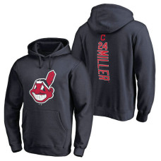 Cleveland Indians #24 Andrew Miller Backer Pullover Navy Hoodie