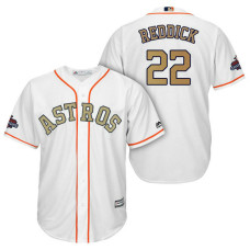 Houston Astros #22 Josh Reddick White Cool Base Jersey 2018 Gold Program