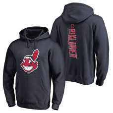 Cleveland Indians #28 Corey Kluber Backer Pullover Navy Hoodie