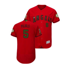 Los Angeles Angels Scarlet #5 Albert Pujols Flex Base Jersey 2018 Memorial Day