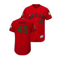 Los Angeles Angels Scarlet #45 Tyler Skaggs Flex Base Jersey 2018 Memorial Day