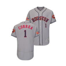 Houston Astros #1 Carlos Correa 2018 Stars & Stripes Flex Base Jersey Gray