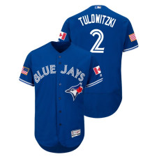 Toronto Blue Jays Royal #2 Troy Tulowitzki 2018 Stars & Stripes Flex Base Jersey