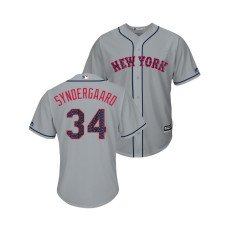 New York Mets #34 Noah Syndergaard 2018 Stars & Stripes Cool Base Jersey Gray