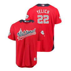 National League #22 Christian Yelich Home 2018 MLB All-Star Red Run Derby Jersey