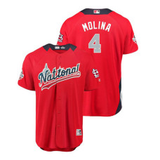 National League #4 Yadier Molina Home 2018 MLB All-Star Red Run Derby Jersey