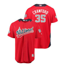 National League #35 Brandon Crawford Home 2018 MLB All-Star Red Run Derby Jersey