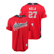 National League #27 Aaron Nola Home 2018 MLB All-Star Red Run Derby Jersey
