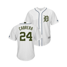 Detroit Tigers White #24 Miguel Cabrera Cool Base Jersey 2018 Memorial Day