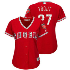 WOMEN - Los Angeles Angels #27 Mike Trout Scarlet 2018 Spring Training Cool Base Player Jersey