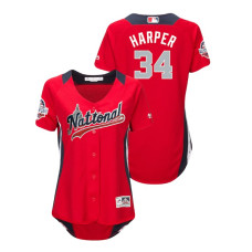 WOMEN - National League #34 Bryce Harper Home 2018 MLB All-Star Red Run Derby Jersey
